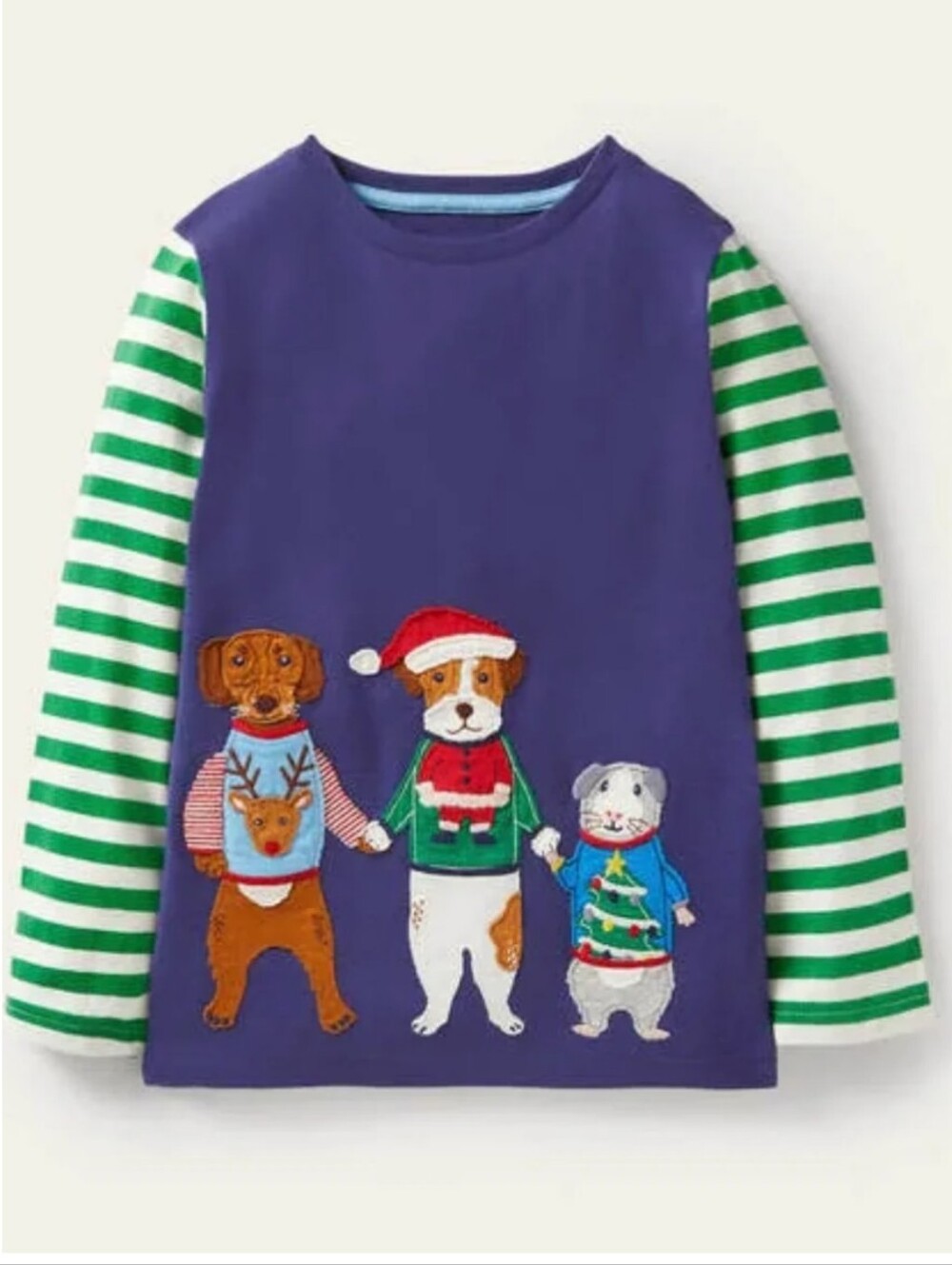 Mini Boden Festive Appliqué Tee- 3-4Y